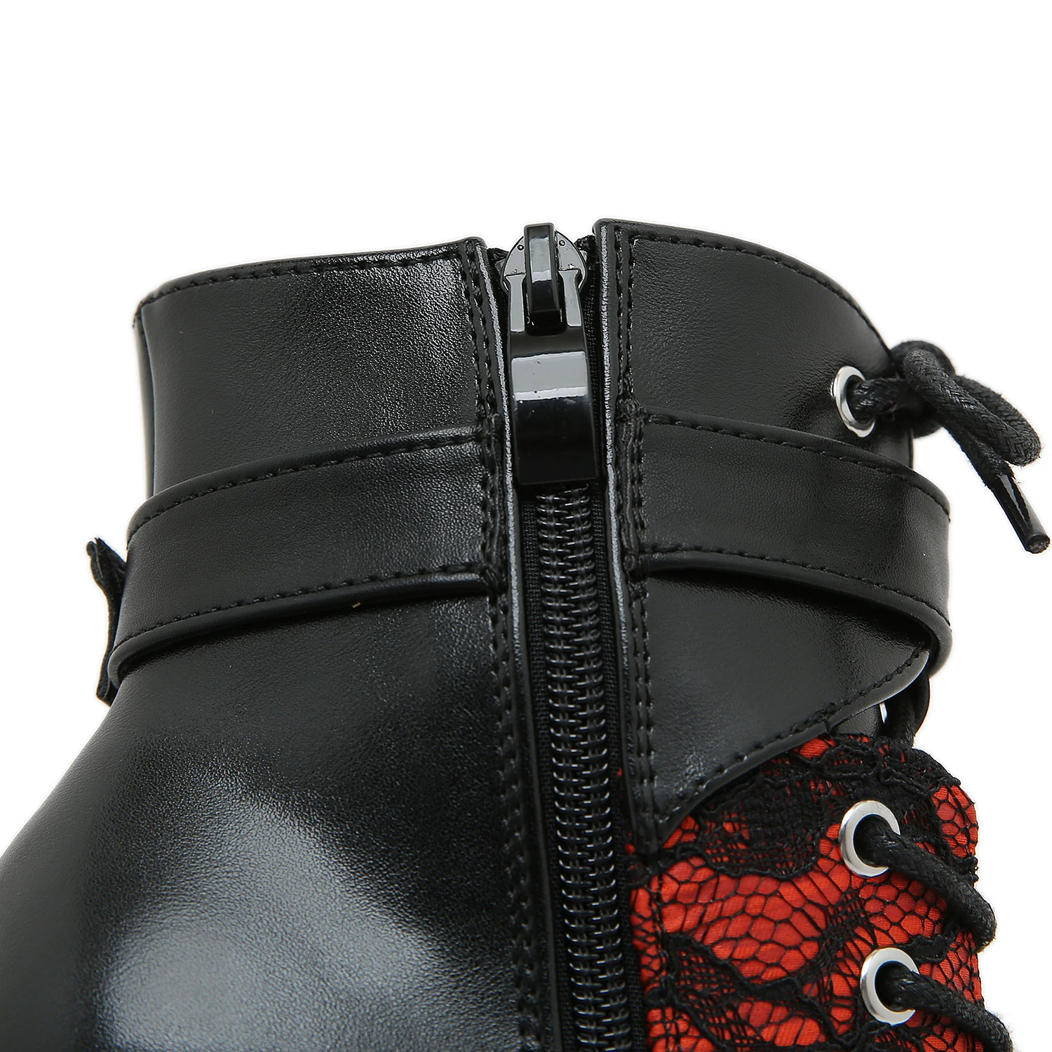 Gdgydh Gothic Vintage Lace Red High Heel Ankle Boots with Platform Sole Ankle Strap Women Boots for Dressy Occasions Cosplay