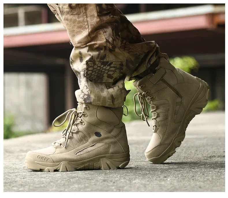 2024 Fashion Men's Desert Combat Boots Outdoor Leather Hiking Shoes Men Hunting Work Safty Boots Men's Short Boots ankle boots