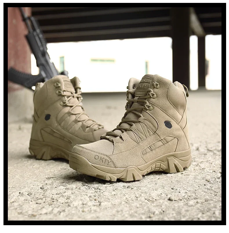2024 Fashion Men's Desert Combat Boots Outdoor Leather Hiking Shoes Men Hunting Work Safty Boots Men's Short Boots ankle boots
