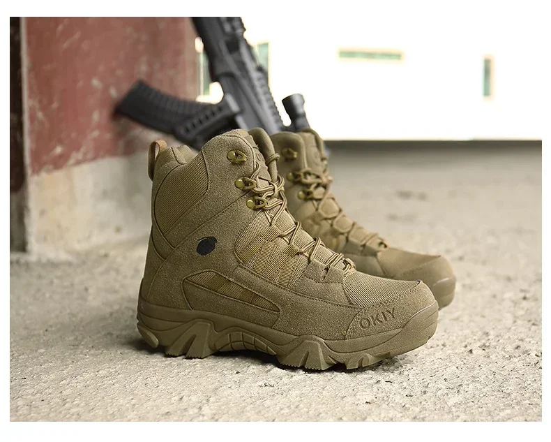 2024 Fashion Men's Desert Combat Boots Outdoor Leather Hiking Shoes Men Hunting Work Safty Boots Men's Short Boots ankle boots