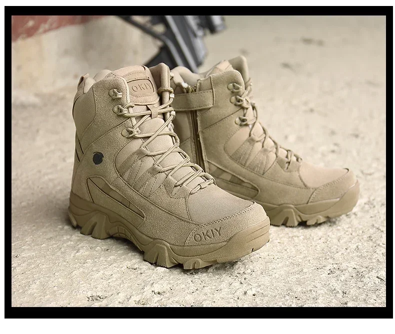 2024 Fashion Men's Desert Combat Boots Outdoor Leather Hiking Shoes Men Hunting Work Safty Boots Men's Short Boots ankle boots