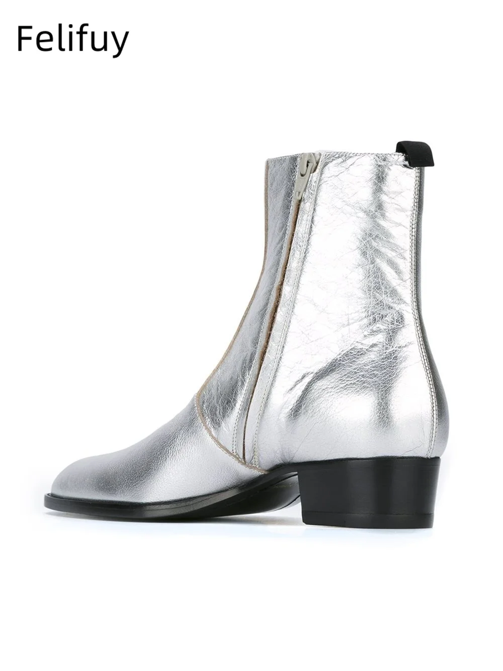 Gold Silver High Heels Men's Ankle Boots Luxury Genuine Leather Winter Cow Suede Brown Wedding Party Social Boots Man Dress Shoe
