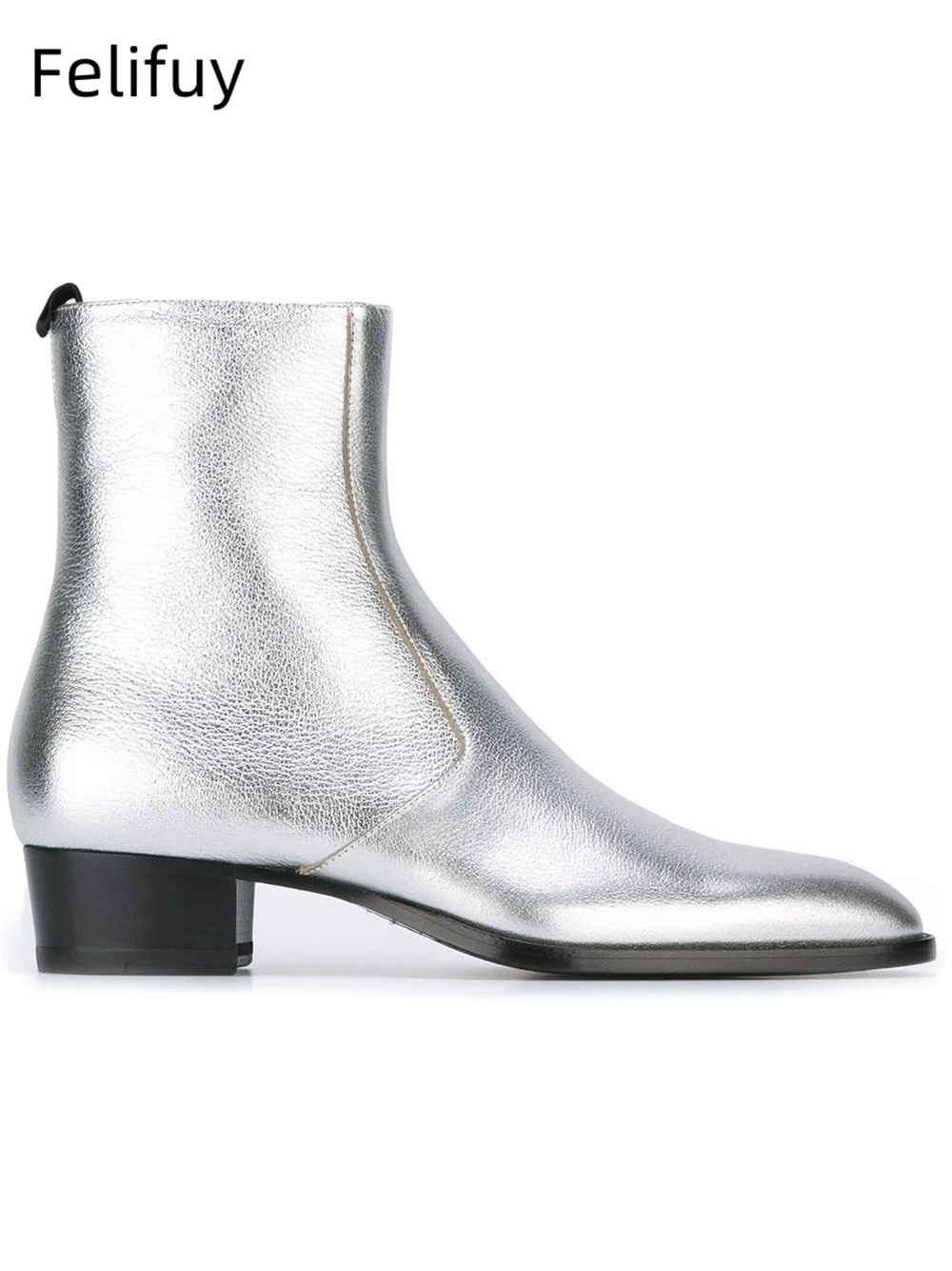 Gold Silver High Heels Men's Ankle Boots Luxury Genuine Leather Winter Cow Suede Brown Wedding Party Social Boots Man Dress Shoe