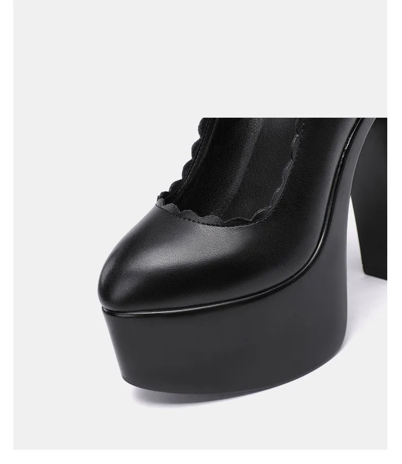 15cm Small Size 32-43 Extremem Block High Heels Shoes 2026 Fall Shallow Thick Chunky Platform Shoes Women Pumps Sexy Model Party
