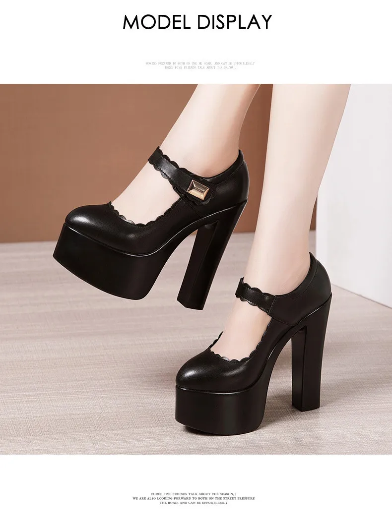 15cm Small Size 32-43 Extremem Block High Heels Shoes 2026 Fall Shallow Thick Chunky Platform Shoes Women Pumps Sexy Model Party