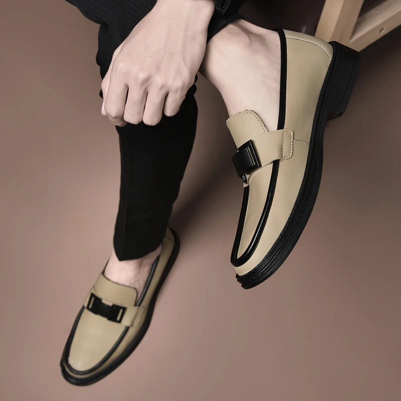 Men Genuine Leather Business Shoes Casual Flats Men Party Driving Loafers Shoes Breathable Moccasins Men's Casual High-end Shoes