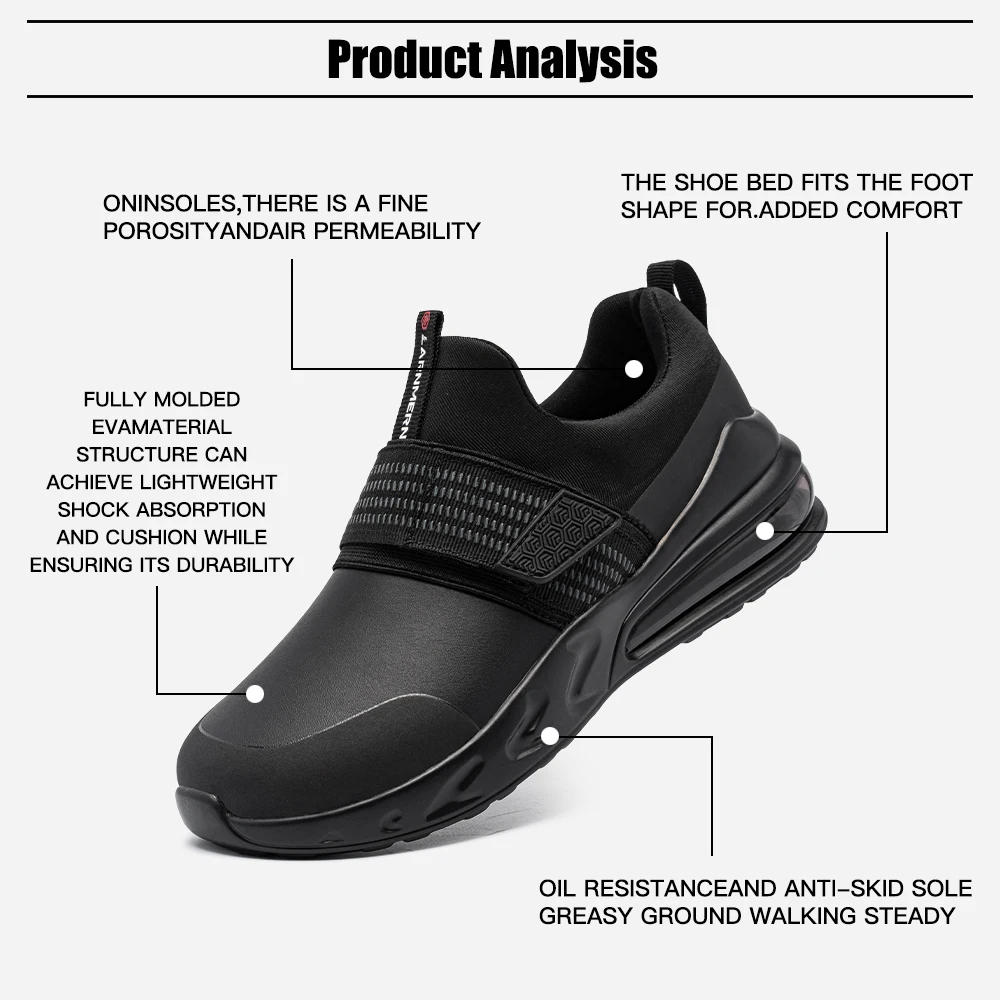 LARNMERN Chef Shoes for Men Kitchen Work SRC Slip Resistant Restaurant Shoe Food Service Waterproof Slip On Sneakers Shoes