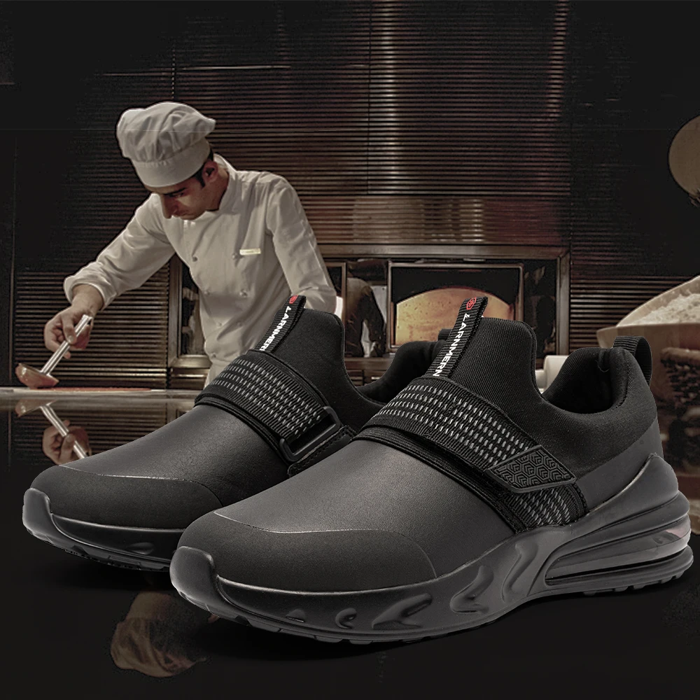LARNMERN Chef Shoes for Men Kitchen Work SRC Slip Resistant Restaurant Shoe Food Service Waterproof Slip On Sneakers Shoes