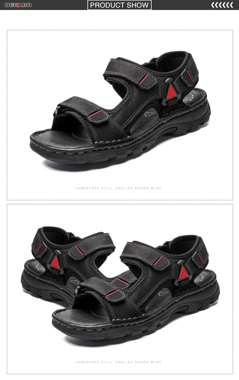 DEKABR Size 48 Male Genuine Leather Sandals Summer Casual Men Shoes Vacation Beach Shoes Fashion Outdoor Non-Slip Sneakers