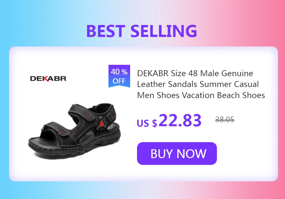 DEKABR Size 48 Male Genuine Leather Sandals Summer Casual Men Shoes Vacation Beach Shoes Fashion Outdoor Non-Slip Sneakers