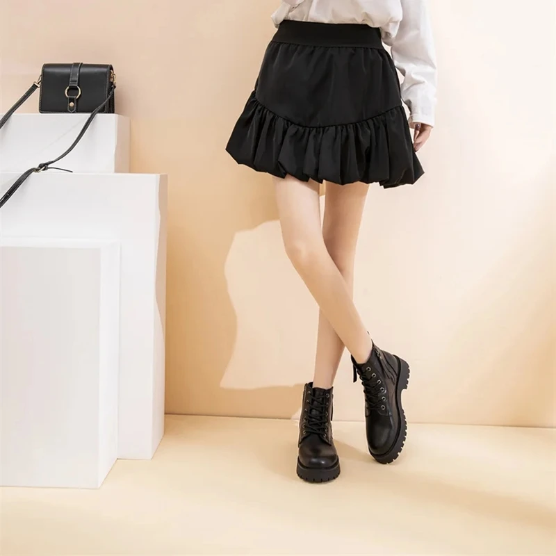 Genuine Leather Ankle Boots Women Autumn 2026 New Double Zipper Women's Ankle Boots Platform Thick Heel Motorcycle Boots Women