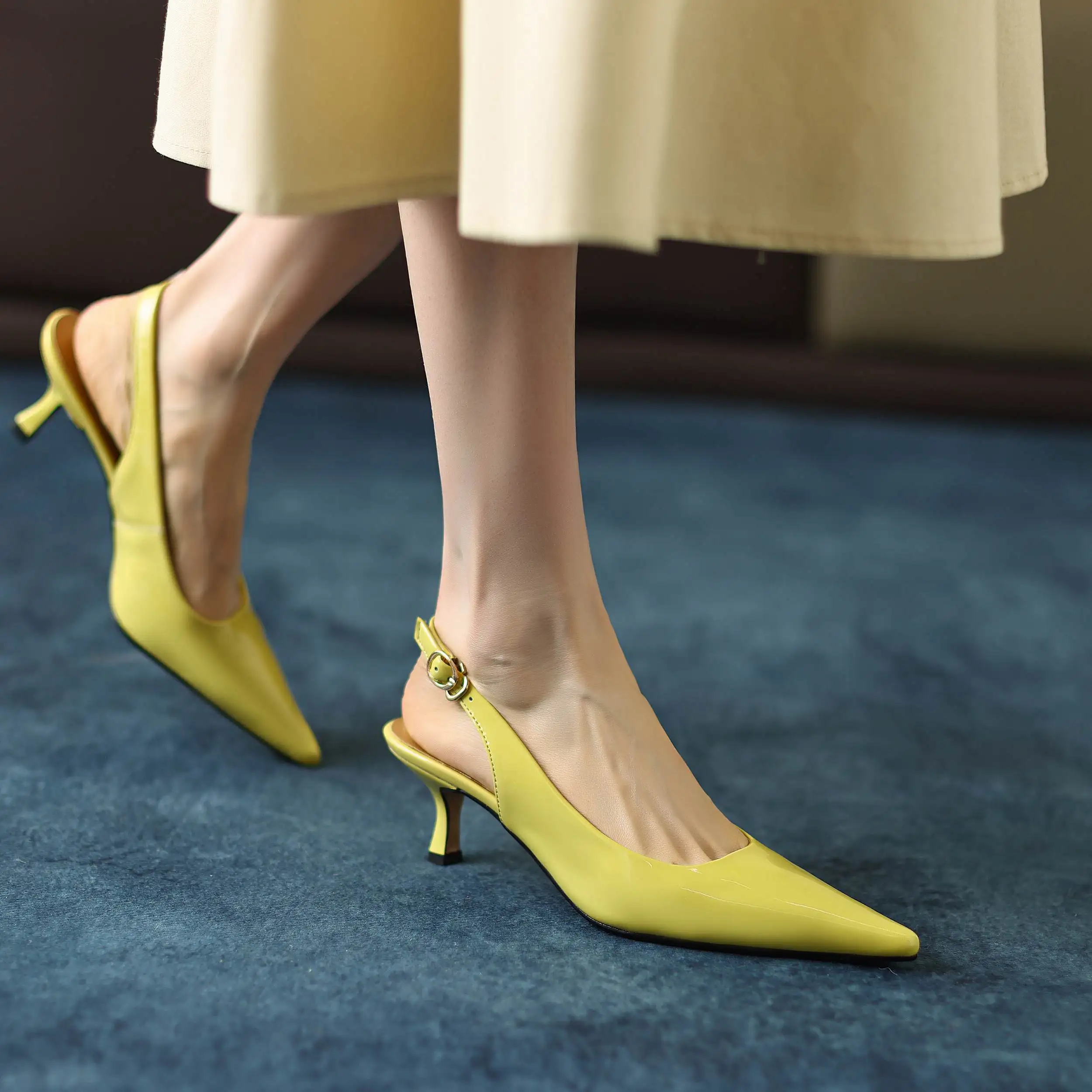 Krazing Pot Genuine Leather Snake Patterns Big Size 42 High Heels Pointed Toe Summer Shoes Slingback Buckle Straps Women Pumps