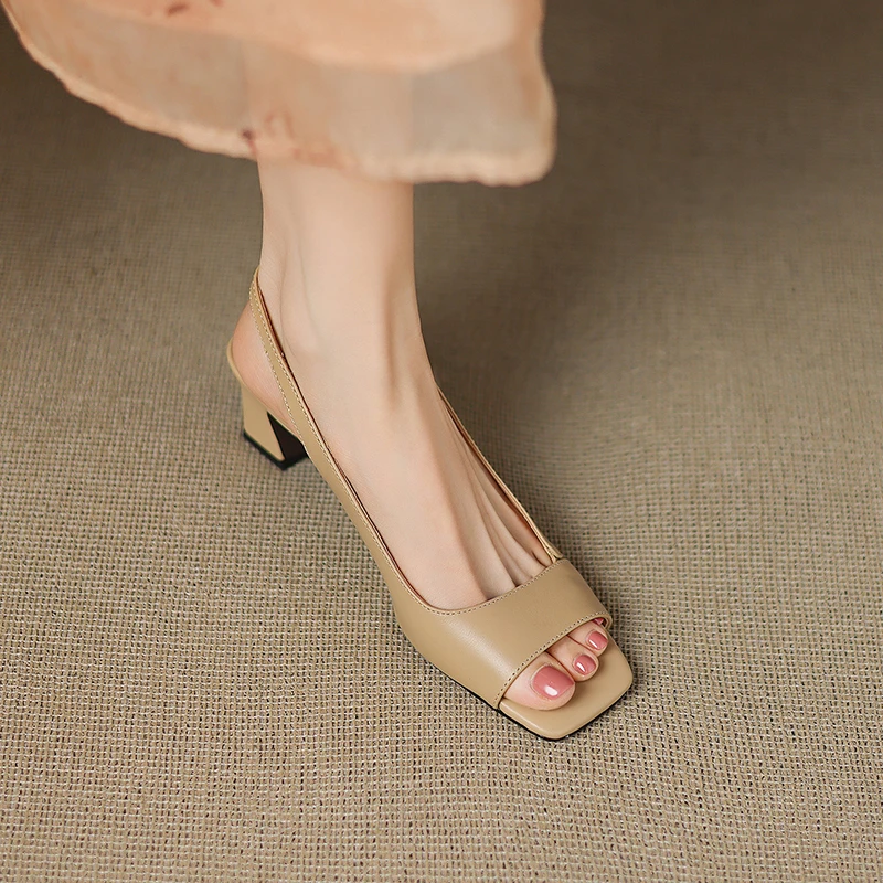 2025 New Women Shoes Genuine Leather High Heel Platforms Comfort Casual Summer Shoes Woman Buckles Daily Street Fashion Sandals