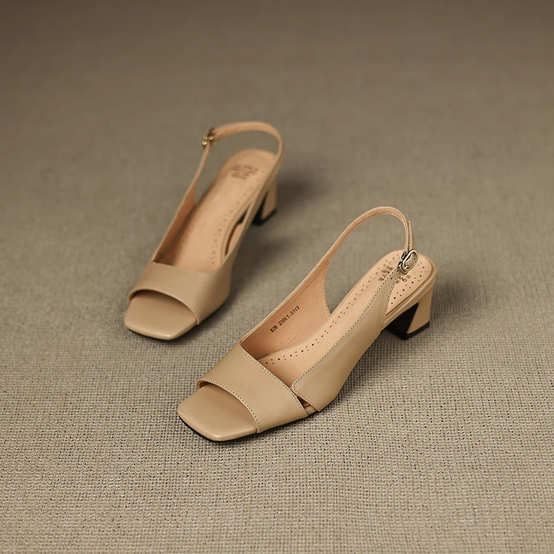 2025 New Women Shoes Genuine Leather High Heel Platforms Comfort Casual Summer Shoes Woman Buckles Daily Street Fashion Sandals