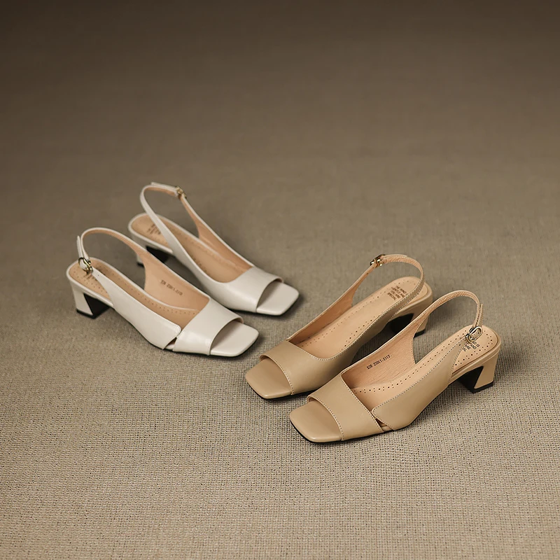 2025 New Women Shoes Genuine Leather High Heel Platforms Comfort Casual Summer Shoes Woman Buckles Daily Street Fashion Sandals