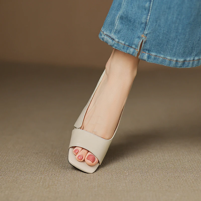2025 New Women Shoes Genuine Leather High Heel Platforms Comfort Casual Summer Shoes Woman Buckles Daily Street Fashion Sandals