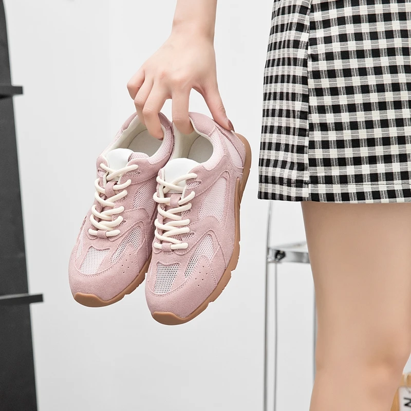 Women Sneakers Spring Summer 2026 New Genuine Leather Retro Fashion Casual Flats Women Lace-up German Training Shoes Women
