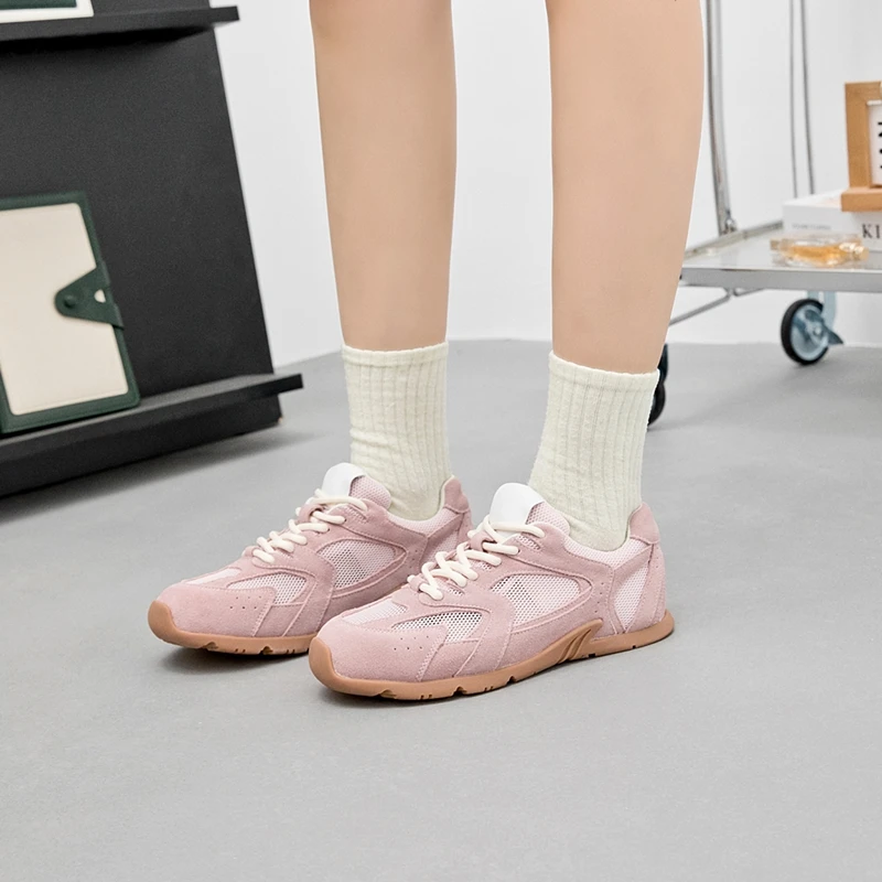 Women Sneakers Spring Summer 2026 New Genuine Leather Retro Fashion Casual Flats Women Lace-up German Training Shoes Women