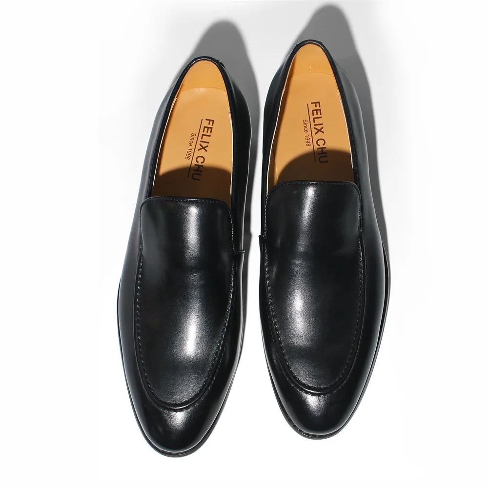 Handmade Genuine Leather Men's Loafers Pointed Toe Fashion Shoes for Social Formal Wedding Dress Pure Style