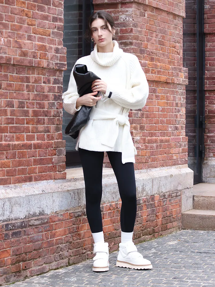 BEAUTODAY Ankle Boots Women Down Fabric Round Toe Solid Color Platform Hook and Loop Non-slip Winter Snow Boots Handmade 08064
