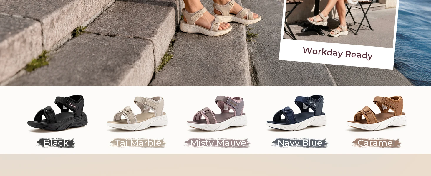 FitVille Wide Women'S Summer Walking Sandals Platform Sandals For Women With Adjustable Closures With Arch Support & Cushioning