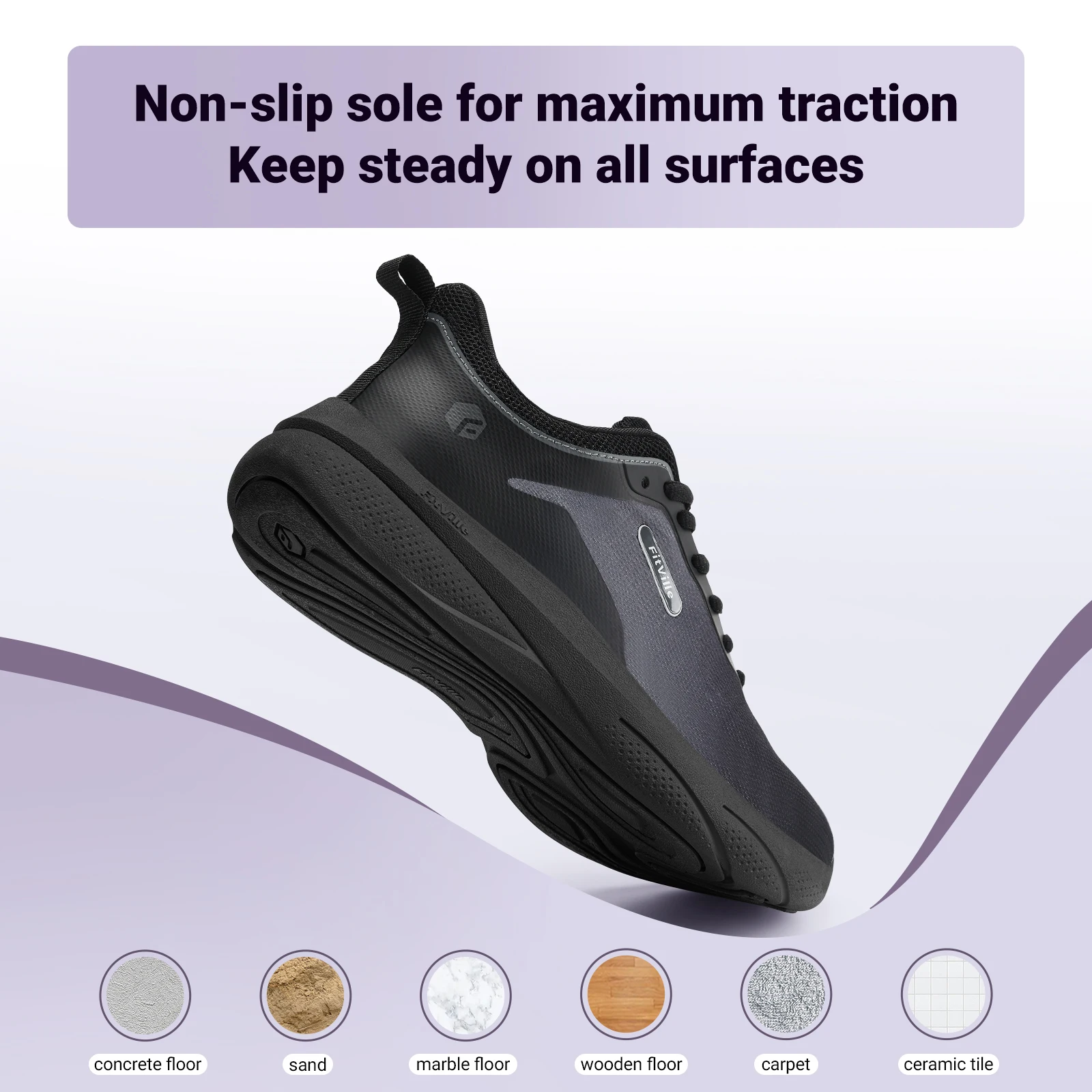 Fitville Women'S Walking Shoes Outdoor Marathon Running Shoe 2E Widened Lightweight Breathable Non-Slip For Swollen Feet Sneaker