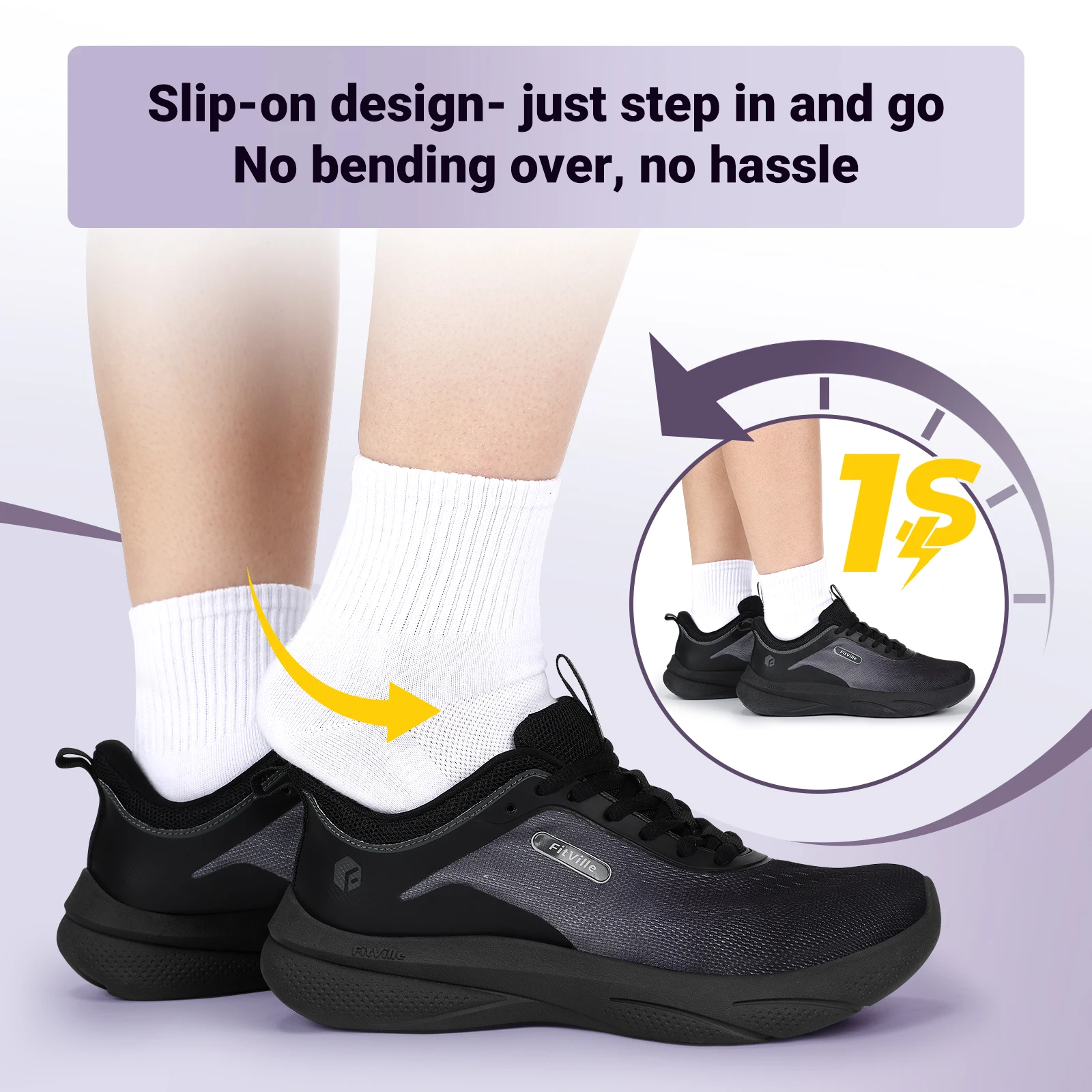 Fitville Women'S Walking Shoes Outdoor Marathon Running Shoe 2E Widened Lightweight Breathable Non-Slip For Swollen Feet Sneaker