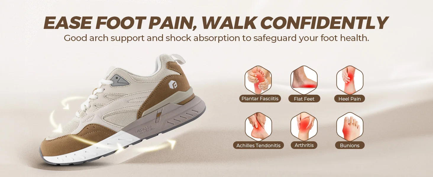 FitVille Wide Walking Shoes Retro Sports Dad Shoes for Women Comfortable Casual Sneakers With Arch Support Large Size Top Brand