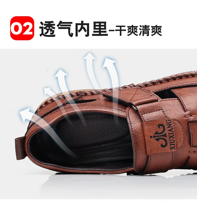 Summer High-quality Cowhide Sandals Classic Roman Sandals Outdoor Sneaker Beach Business Casual Shoes Men Water Trekking Sandals