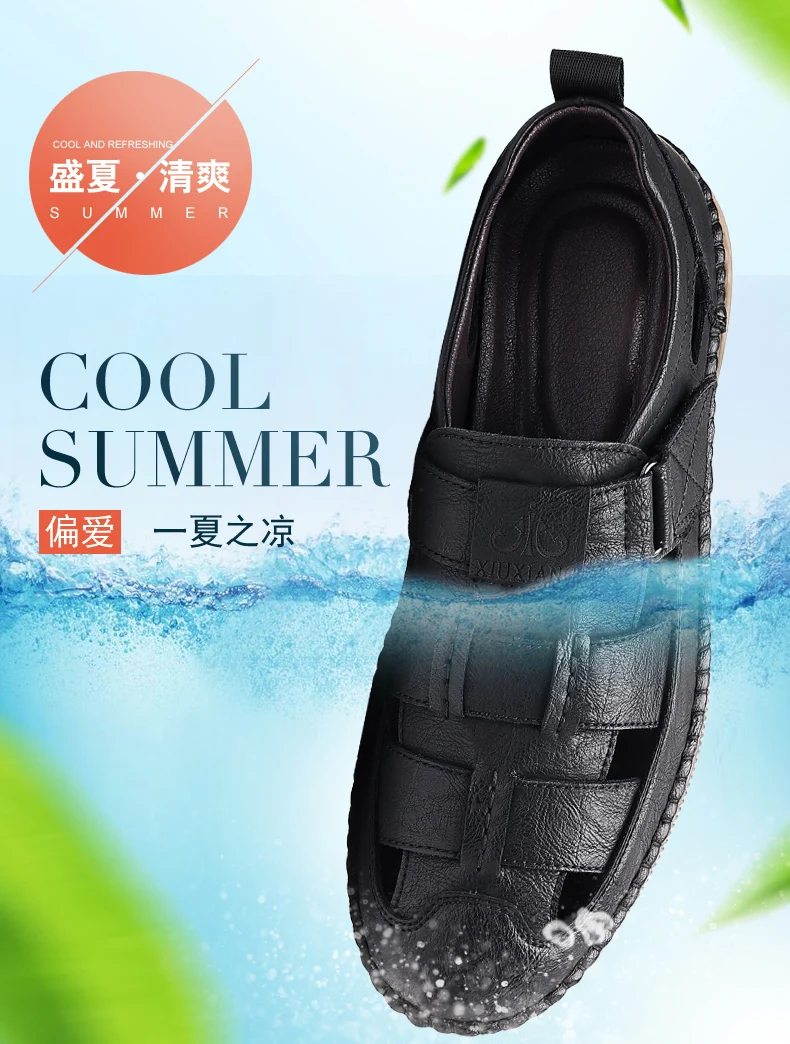 Summer High-quality Cowhide Sandals Classic Roman Sandals Outdoor Sneaker Beach Business Casual Shoes Men Water Trekking Sandals