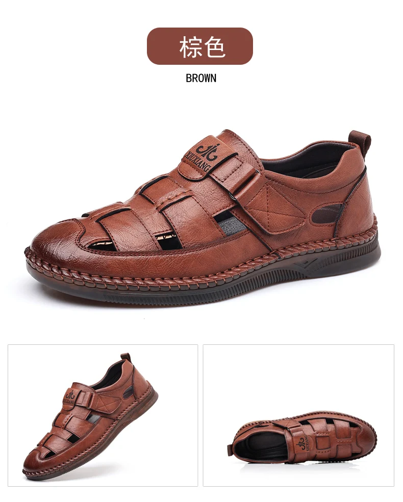 Summer High-quality Cowhide Sandals Classic Roman Sandals Outdoor Sneaker Beach Business Casual Shoes Men Water Trekking Sandals