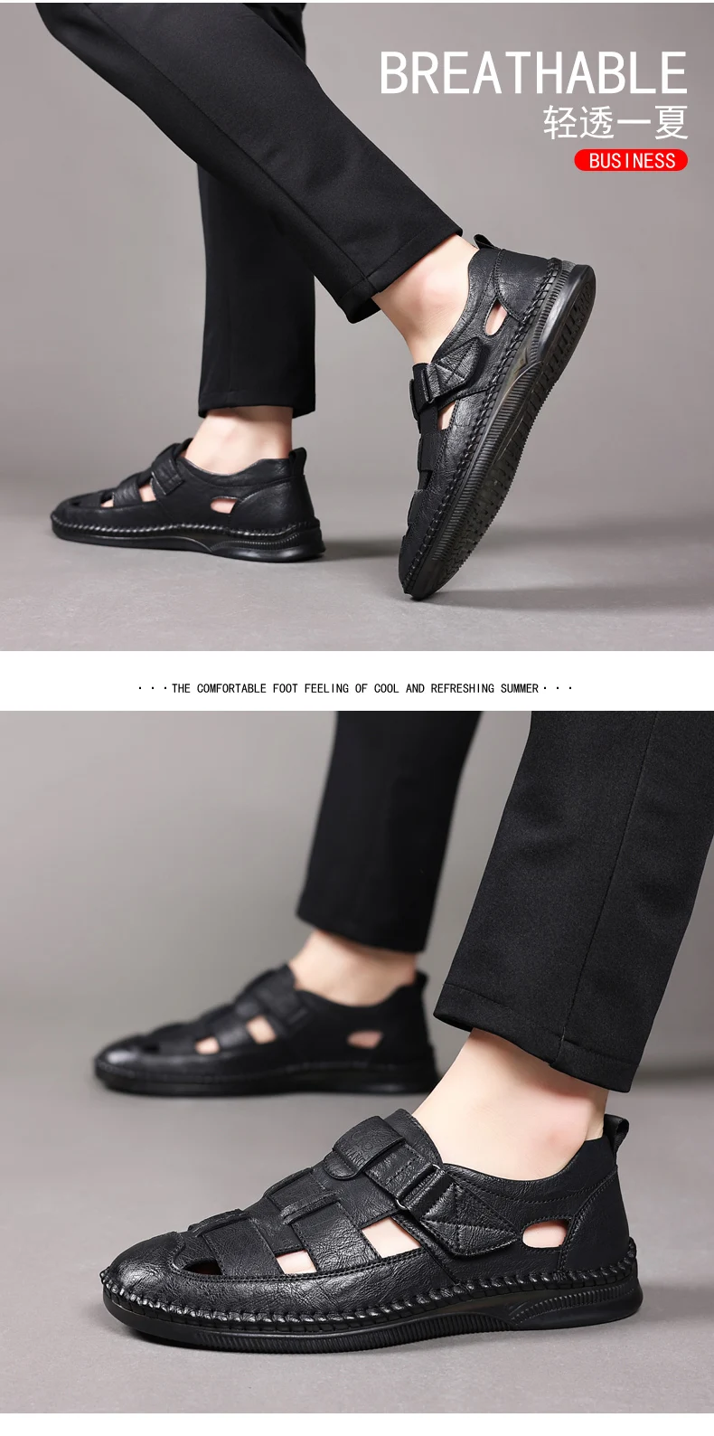 Summer High-quality Cowhide Sandals Classic Roman Sandals Outdoor Sneaker Beach Business Casual Shoes Men Water Trekking Sandals