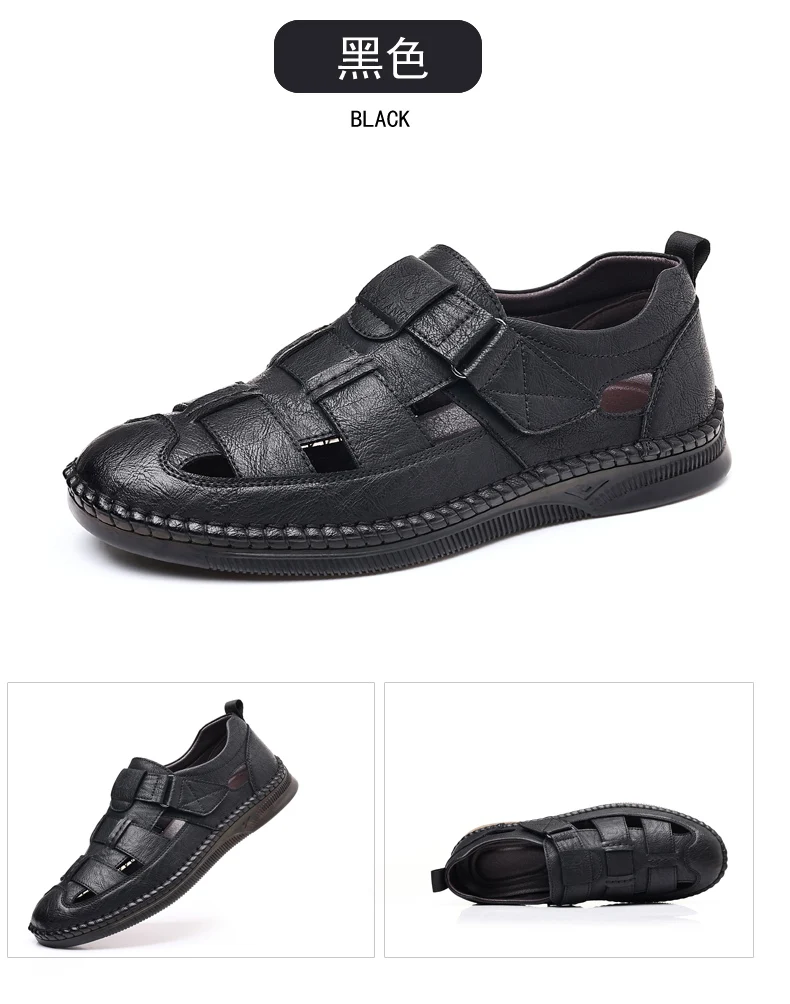 Summer High-quality Cowhide Sandals Classic Roman Sandals Outdoor Sneaker Beach Business Casual Shoes Men Water Trekking Sandals
