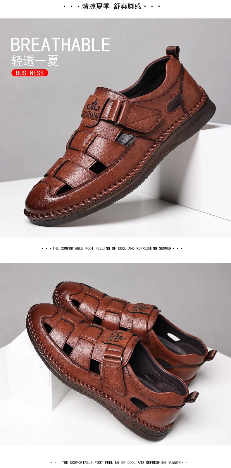 Summer High-quality Cowhide Sandals Classic Roman Sandals Outdoor Sneaker Beach Business Casual Shoes Men Water Trekking Sandals
