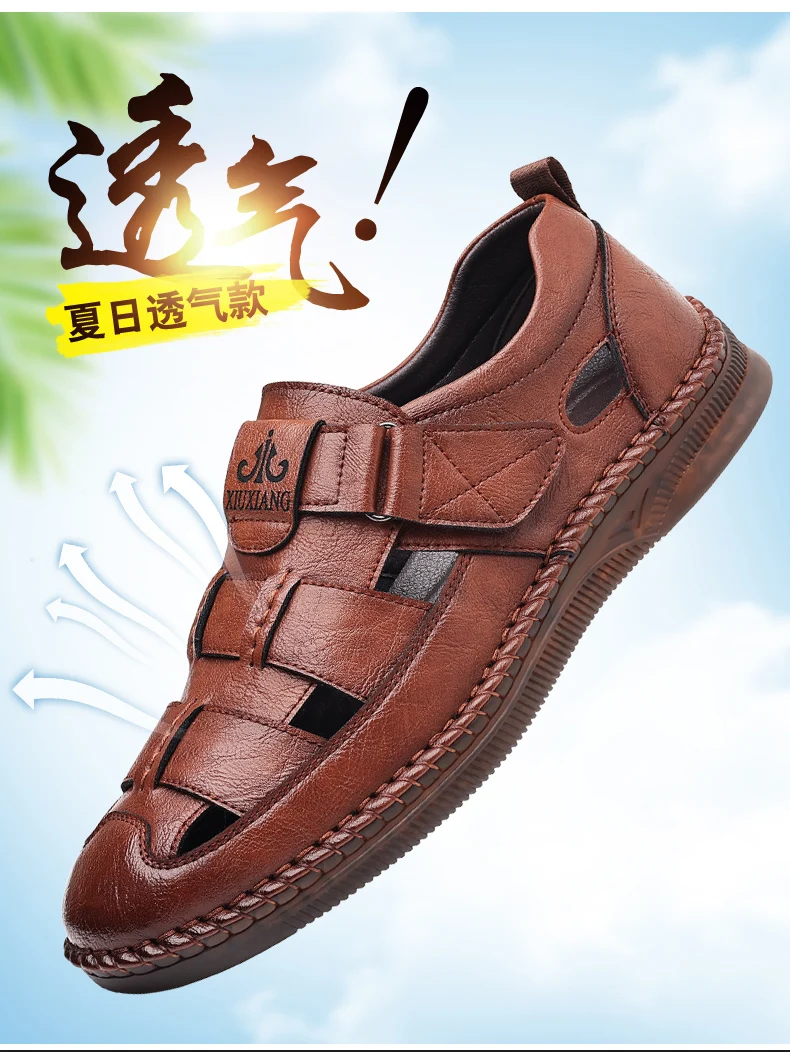 Summer High-quality Cowhide Sandals Classic Roman Sandals Outdoor Sneaker Beach Business Casual Shoes Men Water Trekking Sandals