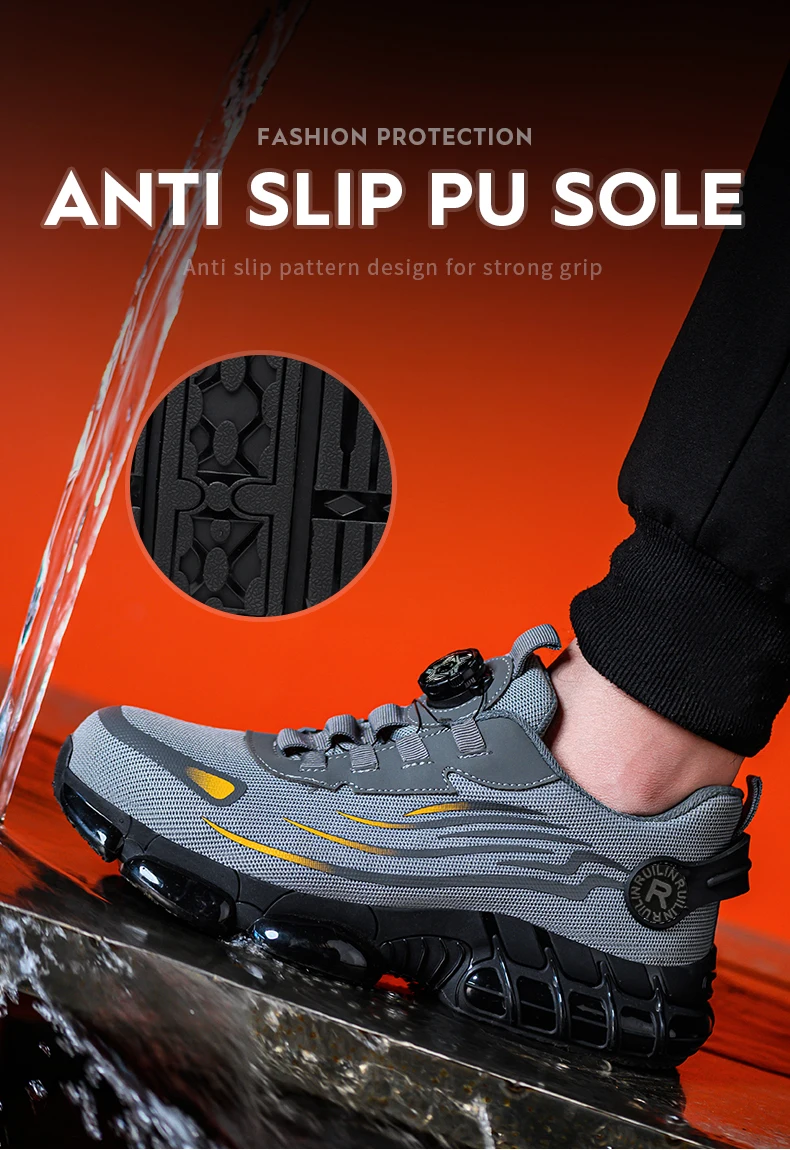 Steel Toe Work Shoes for Men Women Anti-Smash Anti-Puncture Blue Safety Shoes Breathable Lightweight Air Cushion Work Shoes
