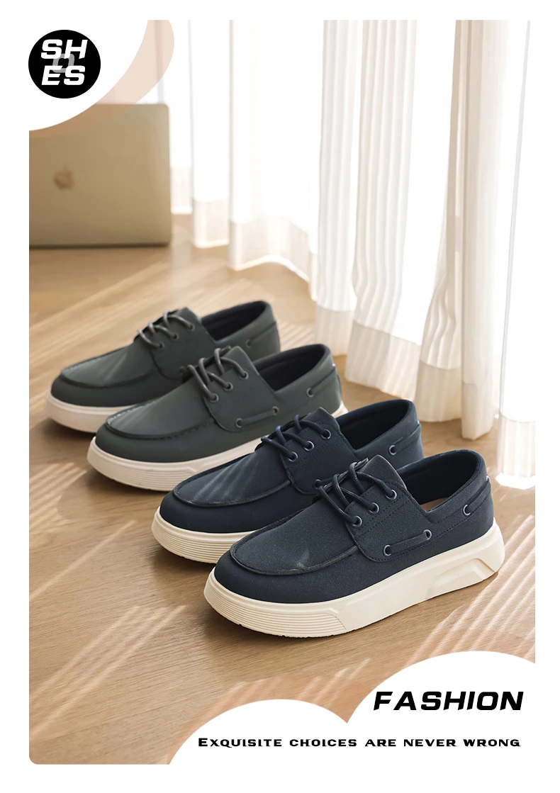 2026 New Men Slip on Loafers Shoes EU39-46 Big Size Light Platform Casual Walking Board Shoes