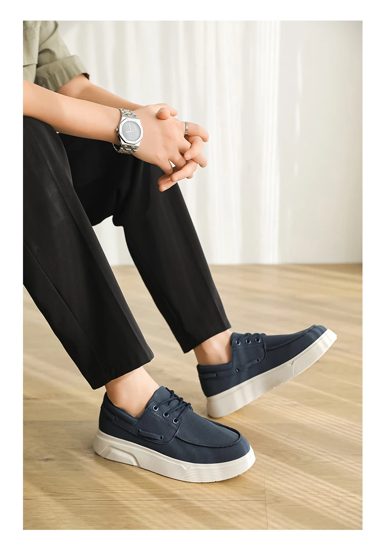 2026 New Men Slip on Loafers Shoes EU39-46 Big Size Light Platform Casual Walking Board Shoes