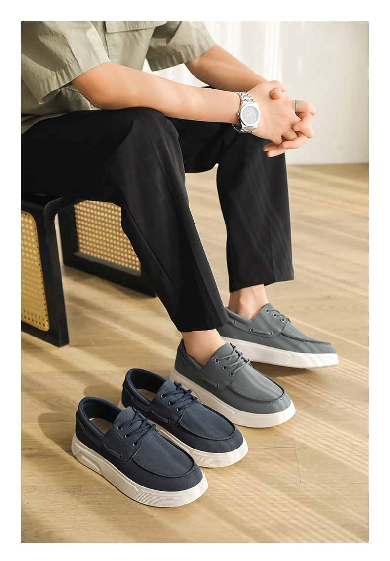 2026 New Men Slip on Loafers Shoes EU39-46 Big Size Light Platform Casual Walking Board Shoes