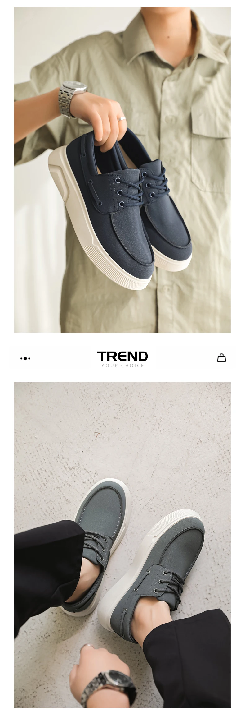 2026 New Men Slip on Loafers Shoes EU39-46 Big Size Light Platform Casual Walking Board Shoes