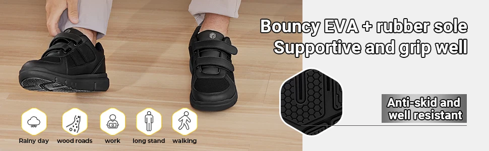 FitVille Mens Diabetic Shoes Extra Wide Width Diabetic Shoes for Men for Neuropathy Swollen Feet Shoes Pain Relief with Closure