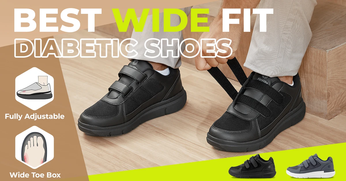 FitVille Mens Diabetic Shoes Extra Wide Width Diabetic Shoes for Men for Neuropathy Swollen Feet Shoes Pain Relief with Closure