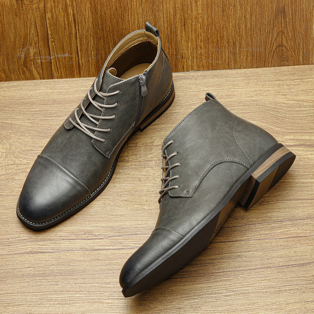 Men's Comfortable Ankle Leather Boots Men's Fashion Brand