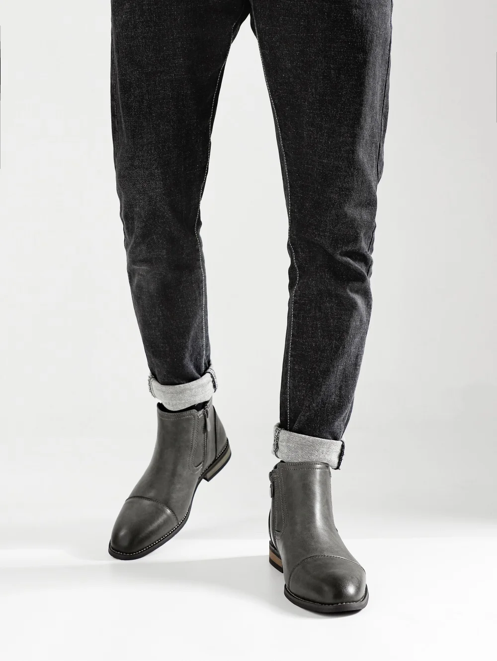 Men's Comfortable Ankle Leather Boots Men's Fashion Brand