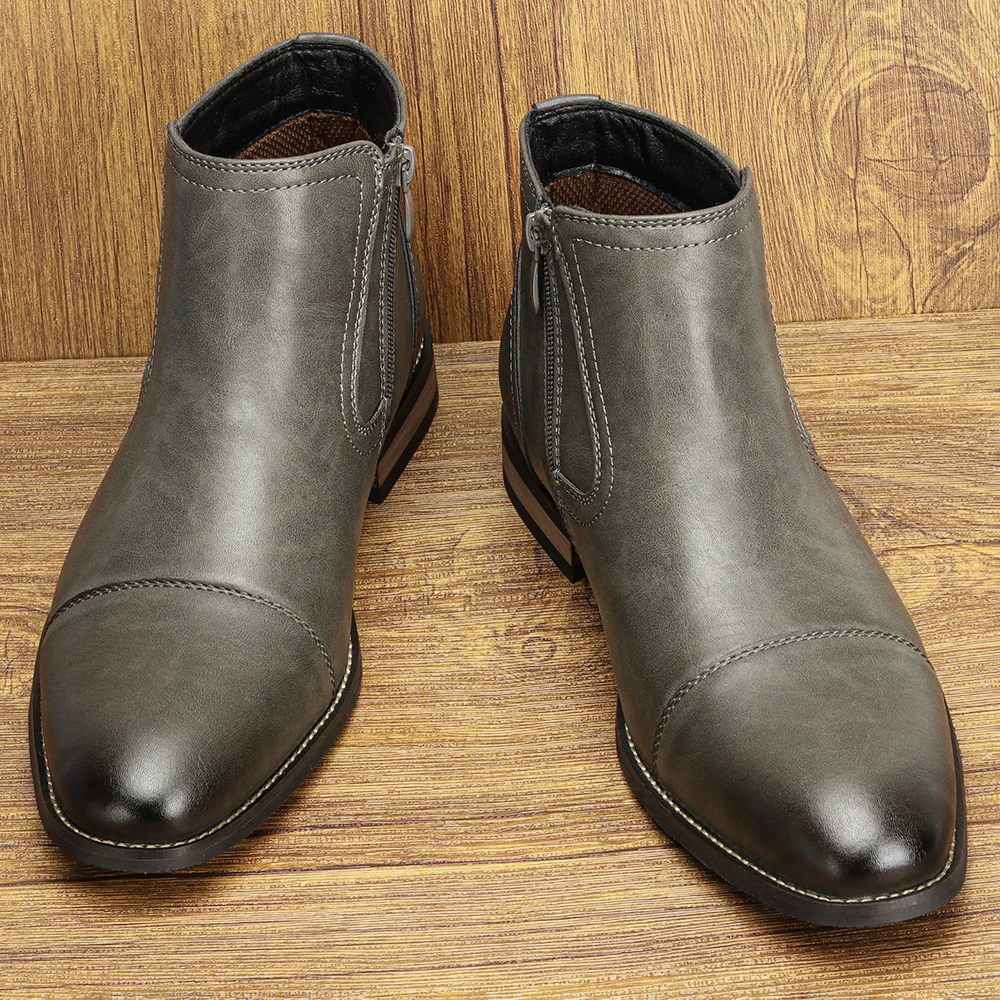 Men's Comfortable Ankle Leather Boots Men's Fashion Brand