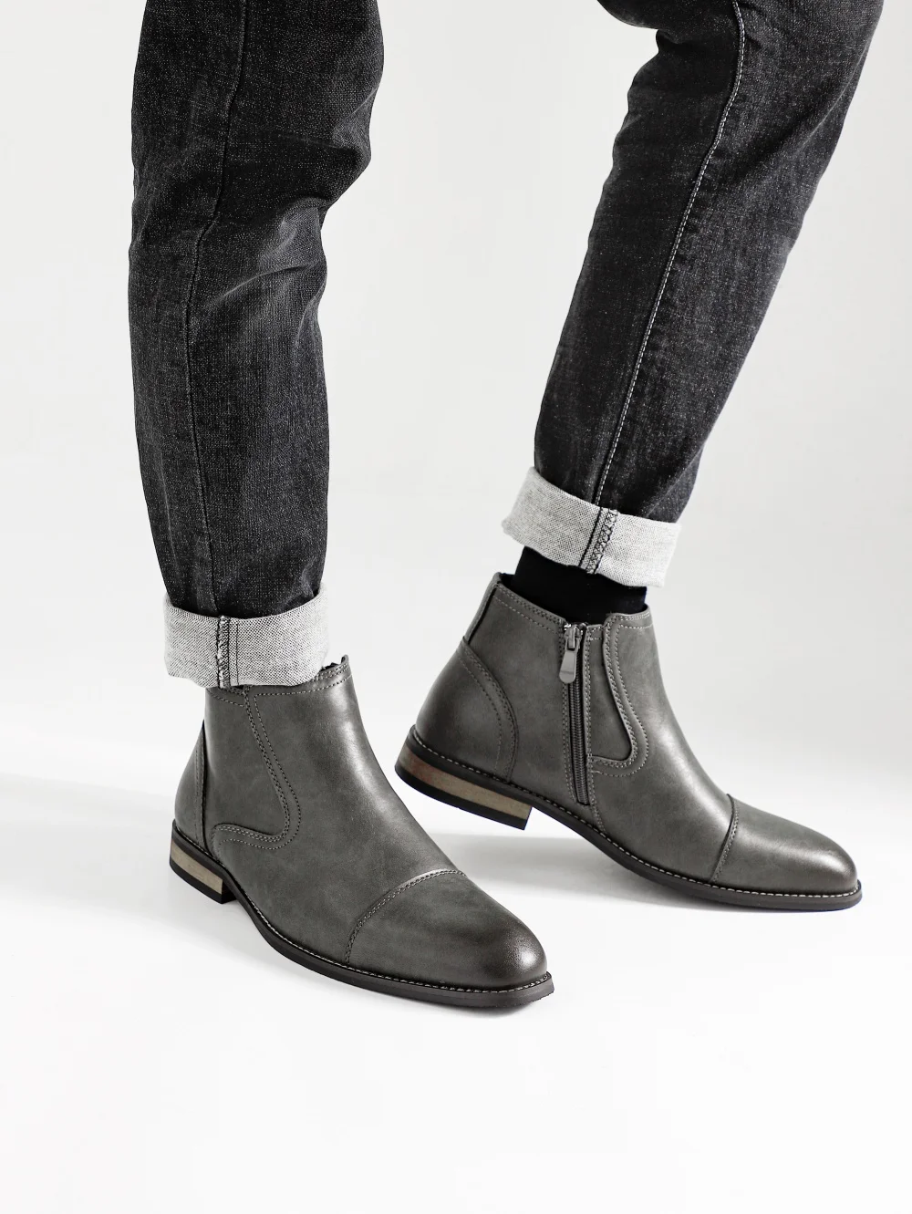 Men's Comfortable Ankle Leather Boots Men's Fashion Brand