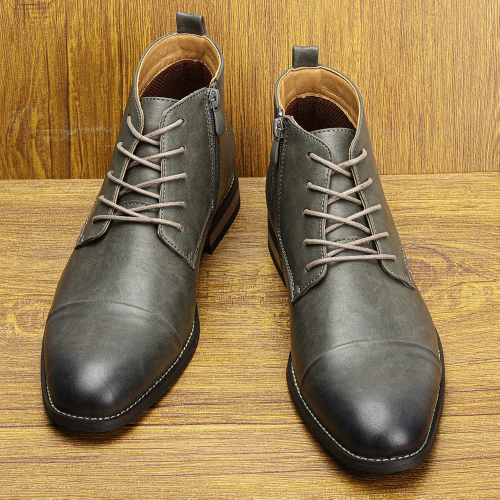 Men's Comfortable Ankle Leather Boots Men's Fashion Brand