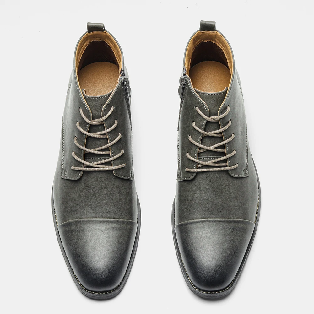 Men's Comfortable Ankle Leather Boots Men's Fashion Brand