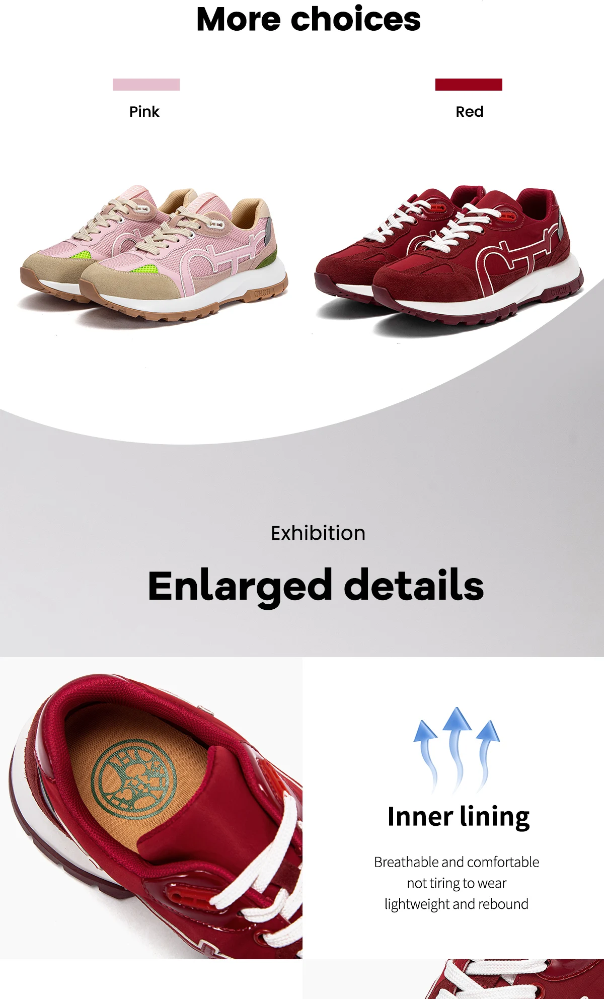 CHCH Women's Casual Shoes 2024 New Wine Red Retro Cow Leather Splicing Design Walking Shoes Skeleton Correction