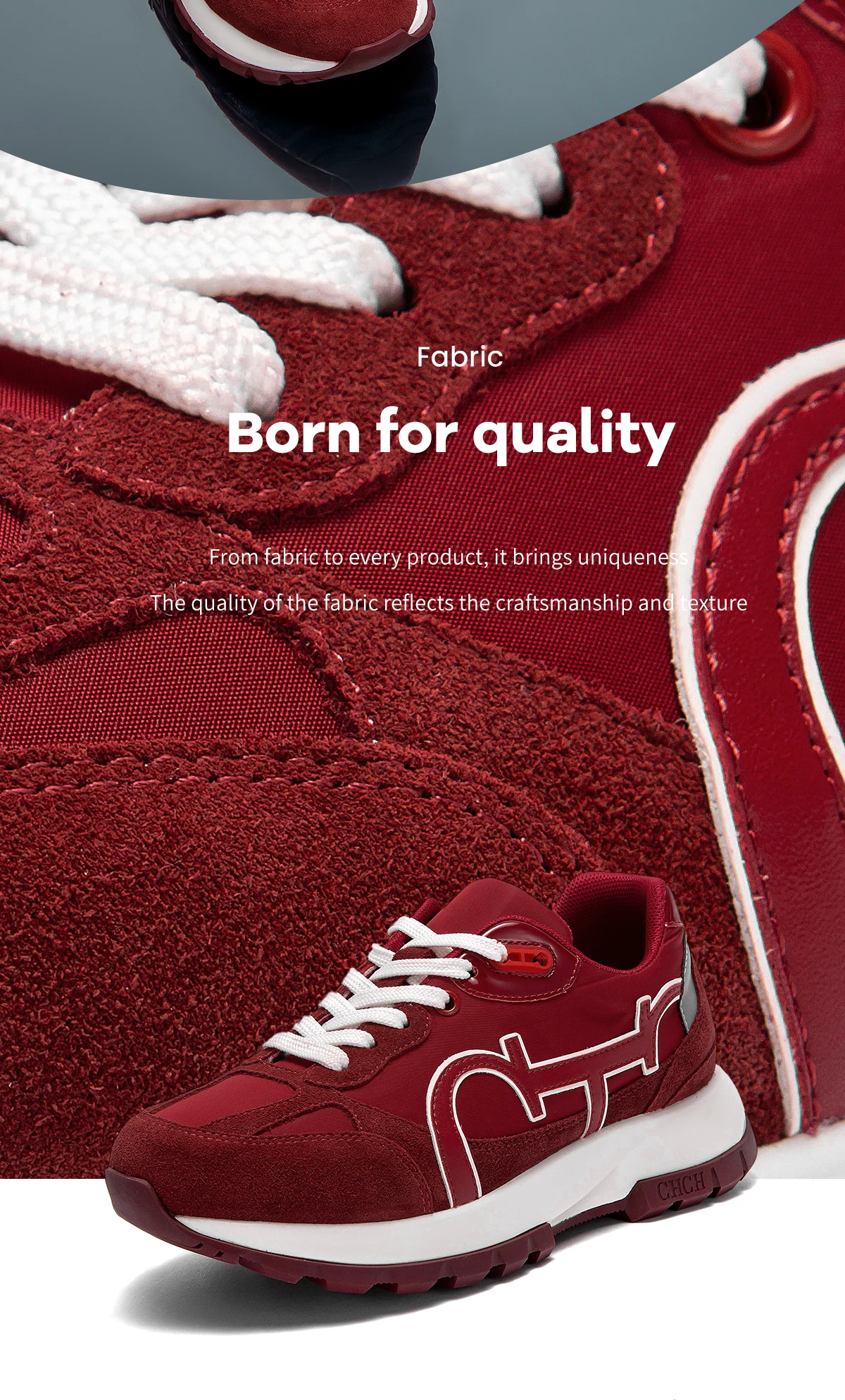 CHCH Women's Casual Shoes 2024 New Wine Red Retro Cow Leather Splicing Design Walking Shoes Skeleton Correction